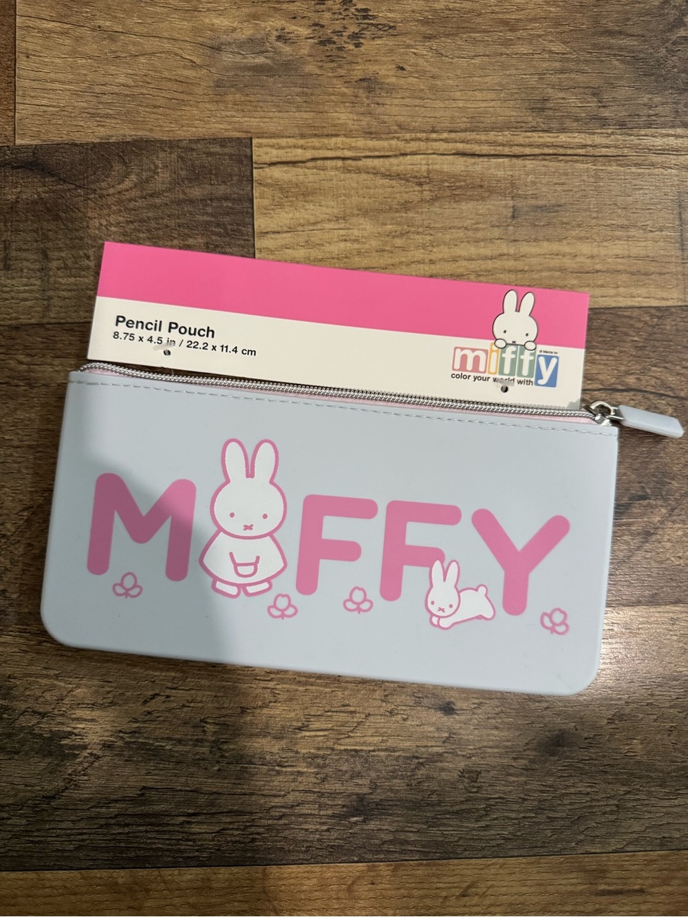 Miffy Blue & Pink Pencil Pouch Zip Case 8.75” Cute Bunny NWT